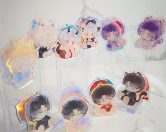 LADS Two-Sided Rainbow Acrylic Clips 2.3" / 6cm | Cat Series