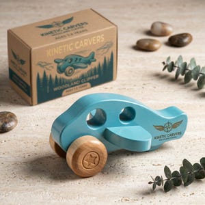 Avión de madera de juguete para niños pequeños / Avión de madera educativo Montessori, regalo para bebé niño, juguete de aprendizaje para niños de 1, 2 y 3 años.