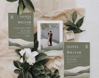 Modern Sage Green Bilingual Chinese Wedding Invitation | Canva Editable Wedding  Template | Printable Wedding Stationary |  Digital Download