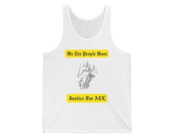 Wij The People Want Justice For All tanktop | Ontwerp standbeeld van Justitie