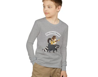 Ekorre som spelar gitarr Långärmad T-shirt för ungdomar | Söt djurmusikdesign