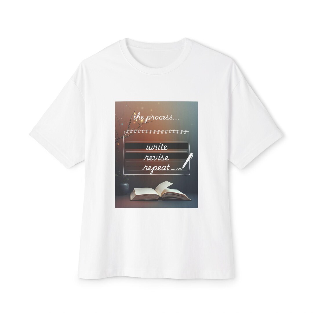 Write Revise Repeat Notebook & Typewriter Design Tee | Writer T-shirt ...