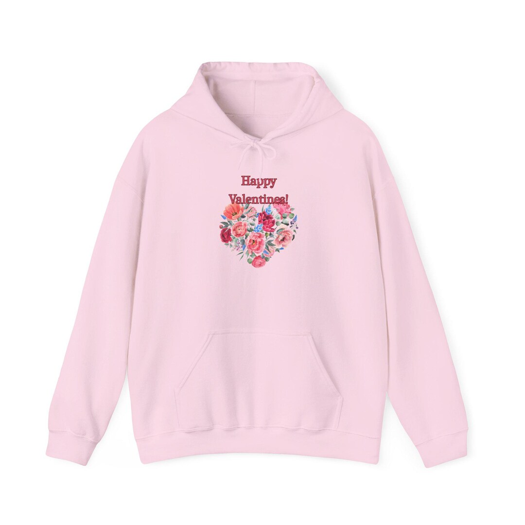 Happy Valentine Heart Floral Design Hoodie | Valentine Sweatshirt - Etsy