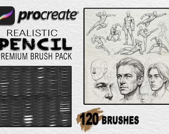 120+ Procreate Pencil Brushes, Realistic Sketch Set, Figure Drawing Concept Art Character Design