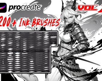 200+ Ink Brushes for Procreate, Splatter Pencil Marker Alcohol Brush Set, Paper Texture iPad