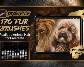 170 Fur Brushes for Procreate, Realistic Animal Hair Brush Set, Pet Portrait, Digital Art,