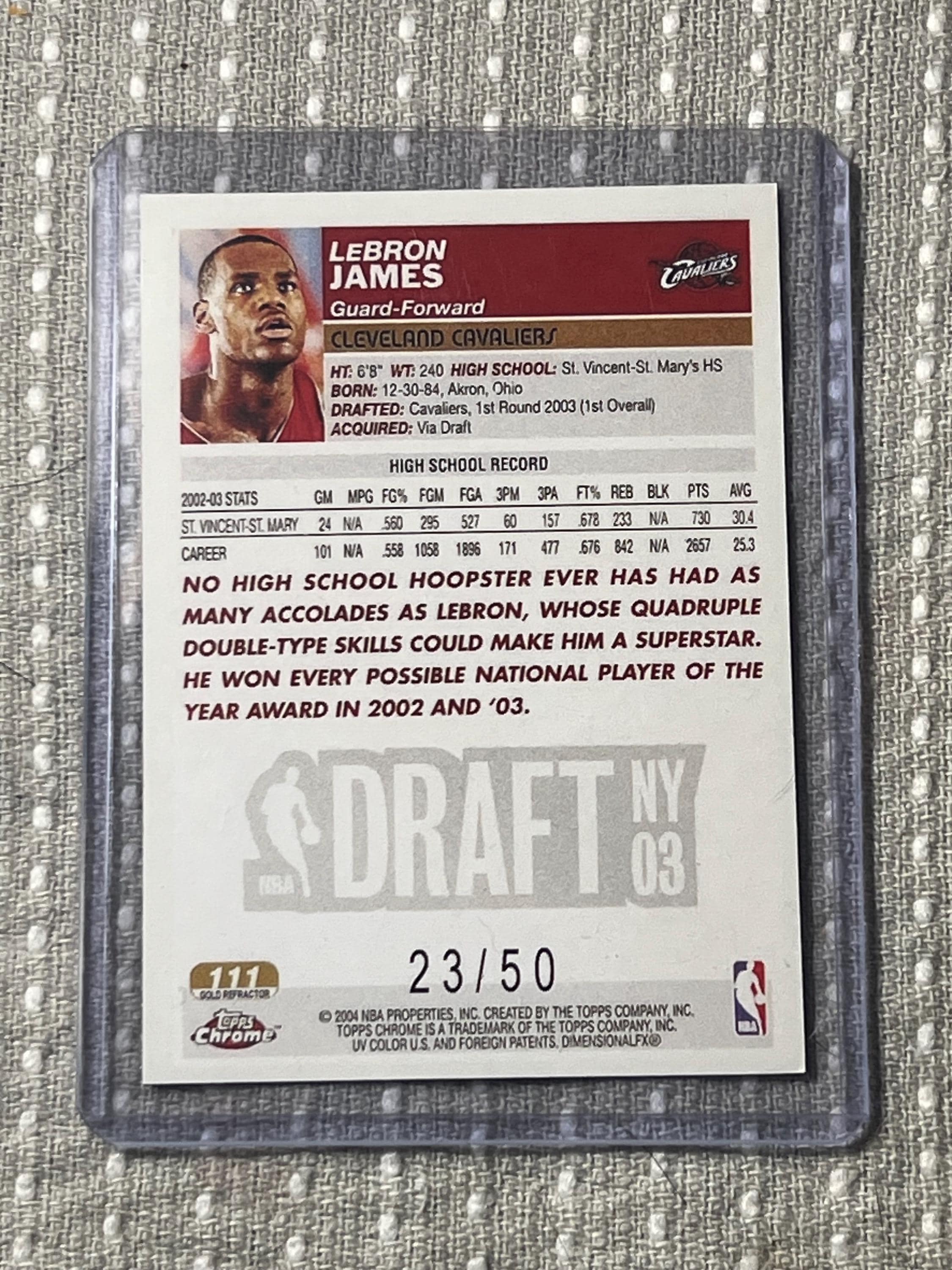 2003-04 Topps Chrome - Lebron James #111 Gold Refractor 23/50 RP