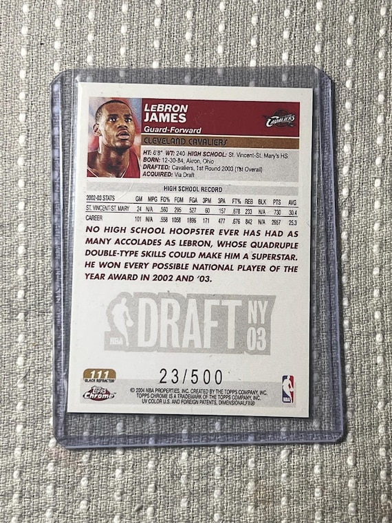 2003 Lebron Topps Chrome Black Refractor 23/500 RP - Etsy