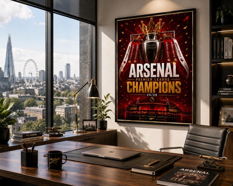 Arsenal Premier League Champions 25/26 Poster | Emirates Stadium Wall ...