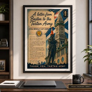 Boston Tartan Army Print | Scotland World Cup 2026 Retro Poster image 2