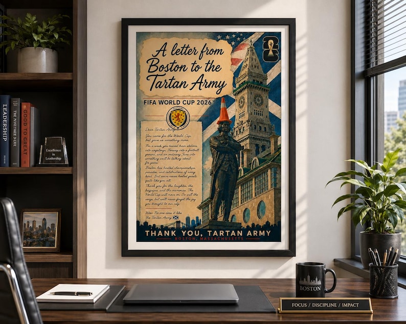 Boston Tartan Army Print | Scotland World Cup 2026 Retro Poster image 2