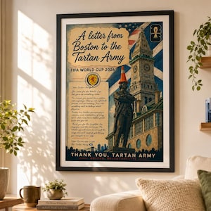 Boston Tartan Army Print | Scotland World Cup 2026 Retro Poster image 1