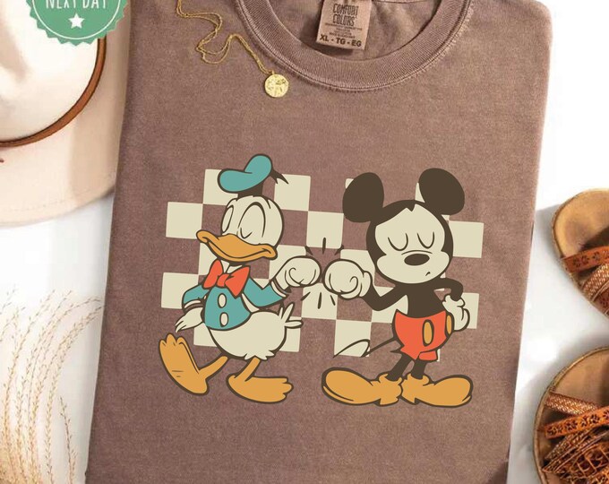 Vintage Mickey and Donald Fist Bump Comfort Colors T-shirt - Etsy