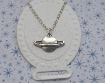 Saturn necklace. Space necklace. Silver Saturn necklace. Astronomy necklace. Astrology necklace. Celestial necklace. Worldwide shipping.