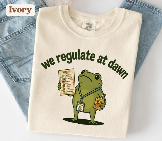 Funny Para Educator Shirt, We Regulate at Dawn Retro Frog Tee, Cute Paraprofessional Gift, Teacher Aide Shirt, Para Appreciation Tshirt