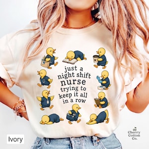 Night Shift Nurse T-Shirt, Ducks In a Row Tired RN Graphic Tee, Sleep Deprived New Grad Graveyard Humor