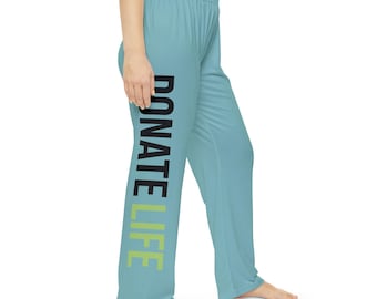 Pantaloni del pigiama DONATE LIFE / stampa integrale color verde acqua, sensibilizzazione sulla donazione di organi