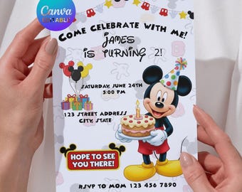 Editable Vintage Mouse Birthday Invitation | Black and White Mouse Printable | Instant Download