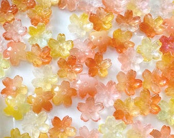 11 colours Glass Sakura Flower Beads Mix, Cherry Blossom Spacer Beads, Pastel Floral Beads for Bracelet, DIY Jewelry Making Supplies