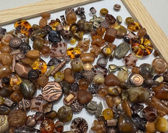 50g/100g,Amberwood Collection Brown Acrylic Bead Mix, Copper Plated Beads, Earth Tone Beads for Phone Charms & DIY Jewelry