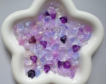 Glass Lily of the Valley Flower Beads, 8x11mm Bell Flower Beads, Transparent Floral Spacer Beads, Jewelry Making Supplies, Multiple Colors