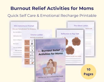 Burnout Relief Activities for Moms – Quick Self Care self help mental health Printable for Busy Women Feeling Overwhelmed Stress worksheets