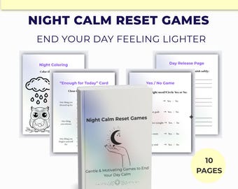 Juegos imprimibles para restablecer la calma nocturna / Juegos de autocuidado nocturno / Rutina nocturna relajante / Calma la ansiedad antes de dormir (PDF)