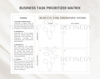 INSTANT DOWNLOAD Business Task Prioritizer Matrix PDF | Eisenhower Matrix System | Prioritize Your Work Day | Tool for Busy Entrepreneurs