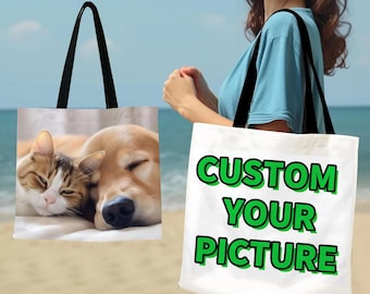 Bolsa de tela personalizada con foto: Bolsa de compras de poliéster personalizada