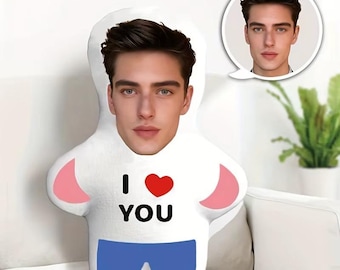 Customized I Love You Mini Plush Doll Photo Pillow Personalized Couple Cushion Soft Fiber Polyester Gift Anniversary Gift Birthday Gift