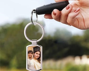 Llavero con foto personalizado, llavero de metal con imagen de sublimación, recuerdo de bricolaje, regalo de cumpleaños