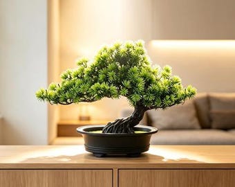 Árbol bonsái artificial, plantas falsas para decoración del hogar, sala de estar, baño, estantería, entrada, mesa, estante de pared, decoración moderna de granja, 9.5