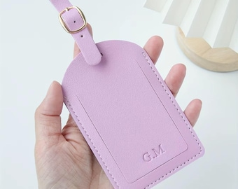 Etichetta per bagaglio personalizzata, accessorio da viaggio, etichetta per valigia in pelle vegana personalizzata, regalo per damigella d'onore, bomboniera per matrimonio, etichetta identificativa con monogramma e nome in rilievo