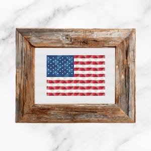 Quilted American Flag Cross Stitch Pattern – Small Beginner PDF