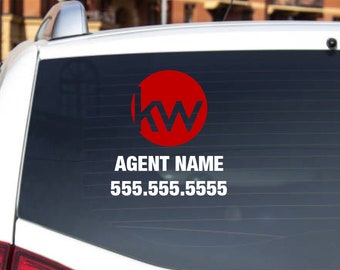 Personalized KW Car Decal Sticker, Personalized Decal Sticker, Custom Bumper Sticker, Personalized Realtor Sticker, Realtor Car Decal