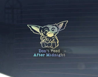 Dont Feed After Midnight decal sticker, gizmo bumper sticker, retro sticker, retro decal, gremlin decal, gremlin bumper sticker, gizmo