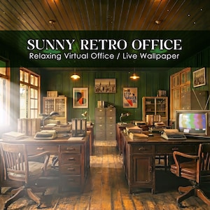 Detective Agency Animated Zoom Background: Vintage Green Retro Office Room