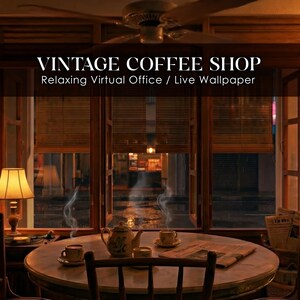 Zoom Background Animated Rainy Night Coffee Shop Cozy Retro Asian Street Loop