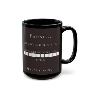 Pause & Sip Softly Mug | Minimalist Black Coffee Mug | Cozy Self Care Gift | Quiet Luxury Morning Mug | Café Ronne