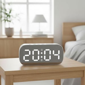 Nordic Minimalist Bedroom Alarm Clock | Silent Digital LED Display | Modern Scandinavian Bedside Desk Clock | Cozy Table Decor Gift