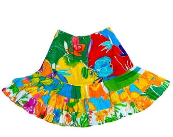 Vintage 90s Y2K Jam’s World Floral Print Ruffle Midi Skirt (S) Coconut Girl
