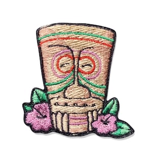 Patch brodé masque Tiki fer sur applique tribal hawaïen polynésien tropical à coudre pour veste sac à dos chapeau cadeau