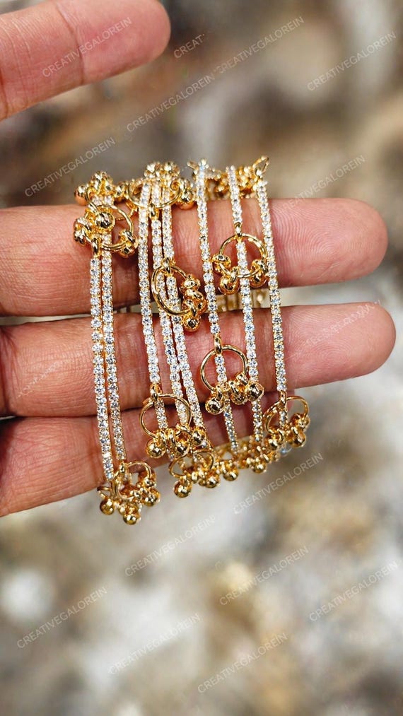 8pc Gold Ghungroo Bangles Kashmiri Jingle Bell Bracelets - Indian Wedding Favors - Traditional Jaipur Jewelry Mehendi Return Gifts For Her