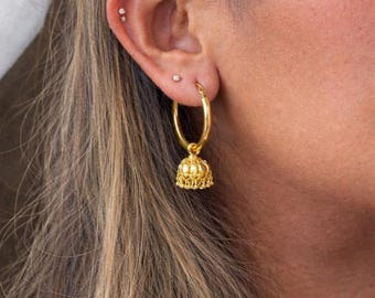 Creolen Ohrringe • Gold überzogen • Creolen Ohrringe •AD Creolen Ohrring • Ohrringe • Blumen Creolen • Geschenk für Sie • Geschenk für Mama