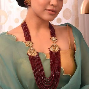 Långt Polki-halsband | Indiskt långt halsband | Pakistanska smycken | Kundan långt halsband Mala | Indiska smycken.