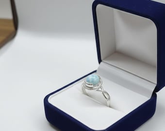 Handgjord Larimar-ring i sterlingsilver | Smycken i himmelsblå ädelstenar