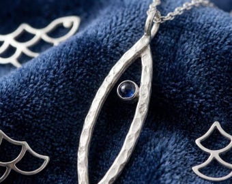 Blå spinellfiskhalsband 925 sterlingsilver Ichthys-halsband kristen trosmycken minimalistisk religiös halsband present till henne