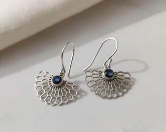 Labradoritörhängen | Handgjorda hängande örhängen i 925 sterlingsilver | Smycken i naturlig labradorit | Bohemisk present till henne