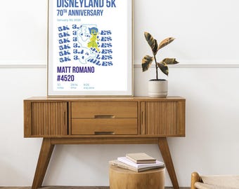 Impresión de la carrera de 5 km de Disneyland / Póster de Run Disney / Impresión del fin de semana de la media maratón de Disneyland / Regalo para corredores / Descarga digital