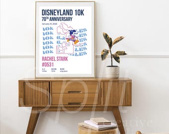 Impresión de la carrera de 10 km de Disneyland / Póster de Run Disney / Impresión del fin de semana de la media maratón de Disneyland / Regalo para corredores / Descarga digital